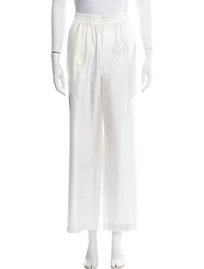 Pre-owned Lisa Yang Silk Wide Leg Pants In White