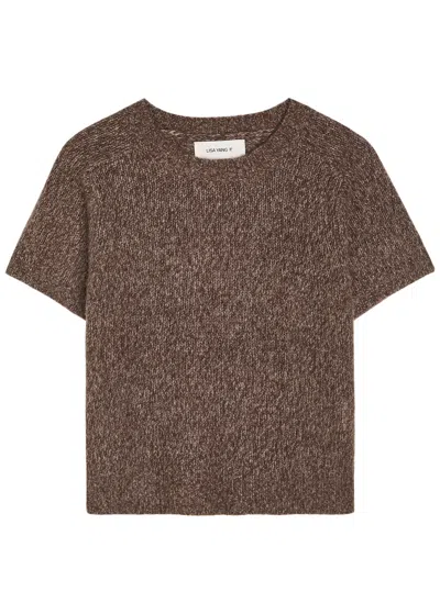Lisa Yang Siona Brushed Cashmere And Silk-blend Top In Brown