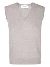 Lisa Yang Sleeveless Cashmere Top With V-neckline And Contrast Edges In Gray