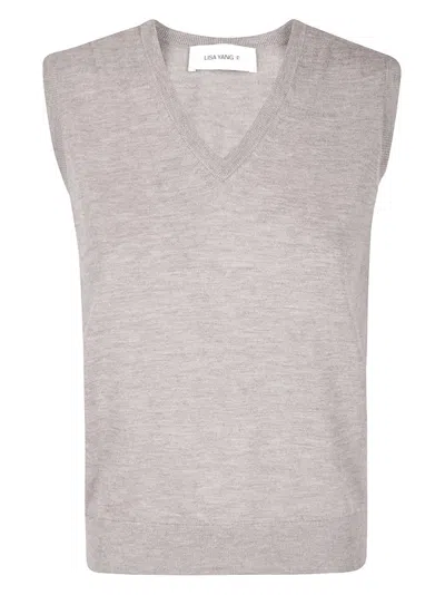 LISA YANG SLEEVELESS CASHMERE TOP WITH V-NECKLINE AND CONTRAST EDGES