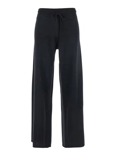 LISA YANG 'SOFI' BLACK PANTS WITH ELASTIC DRAWSTRING WAIST IN CASHMERE WOMAN
