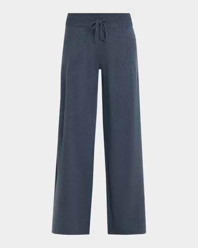 Lisa Yang Sofi Cashmere Straight-leg Pull-on Trousers In Blue