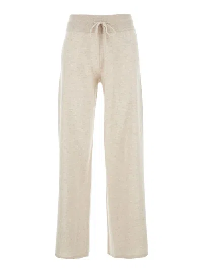 LISA YANG 'SOFI' WHITE PANTS WITH ELASTIC DRAWSTRING WAIST IN CASHMERE WOMAN