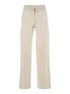 Lisa Yang Wide-leg Trousers With Ribbed Waistband And Drawstring Fastening In Neutral