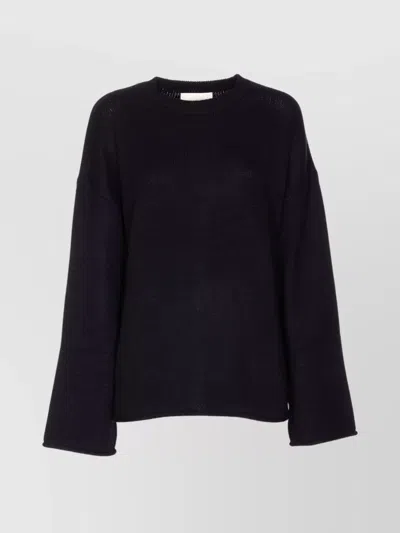 Lisa Yang Soft Knitwear Crewneck Long Sleeve Top In Black