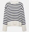 Lisa Yang Sony Striped-intarsia Cashmere Jumper In White