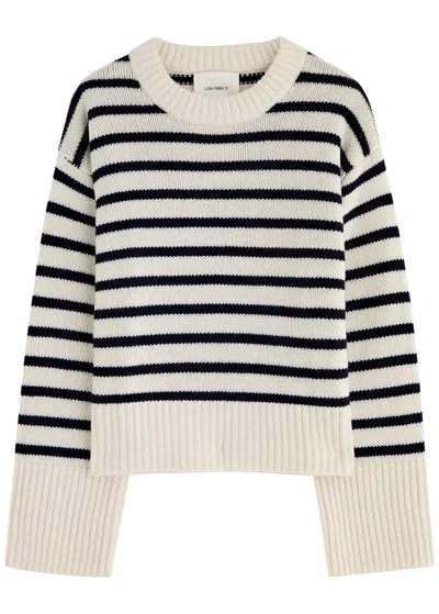 Lisa Yang Sony Striped-intarsia Cashmere Jumper In Cream