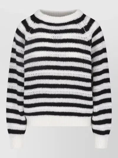 Lisa Yang Striped Round Neck Cropped Long Sleeve Top In Multi