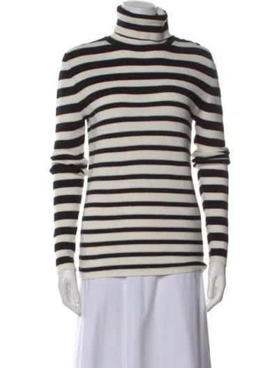 Pre-owned Lisa Yang Striped Turtleneck Sweater In Black