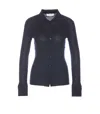 Lisa Yang Ribbed Collared Tight Fit Knitwear In Blue