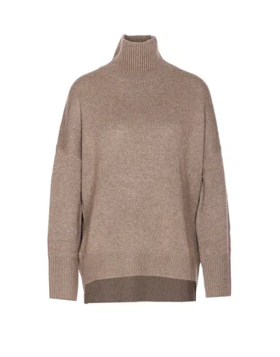 Lisa Yang High Neck Oversized Knitwear Long Sleeves In Brown