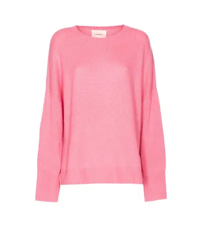 Lisa Yang Oversized Crewneck Knitwear Side Slits In Pink