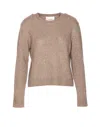 Lisa Yang Soft Knit Crewneck Long Sleeve Sweater In Brown