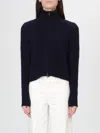 Lisa Yang High-neck Ribbed Knit Cardigan With Metal Zipper In Blue