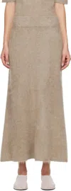 Lisa Yang Taupe Asta Midi Skirt In Ez Mole Brushed