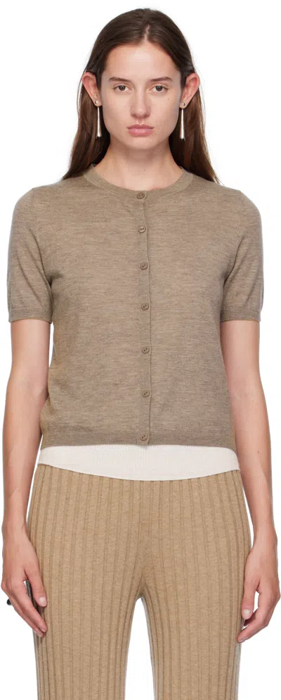 Lisa Yang Taupe Cashmere Cardigan In Brown