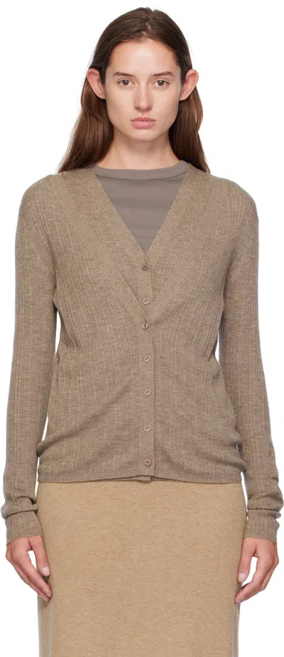 Lisa Yang Taupe Vanna Cardigan In Brown
