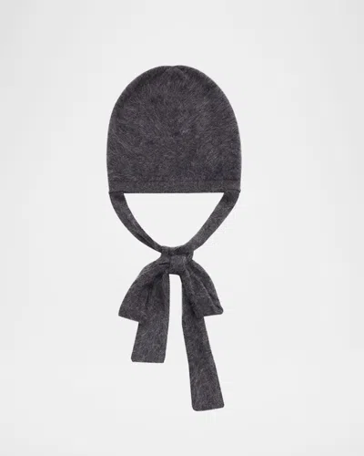 Lisa Yang The Brushed Cashmere Tied Hood In Blue