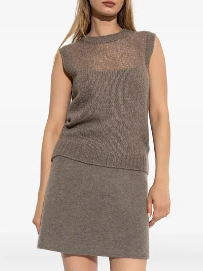 Lisa Yang The Darcia Sleeveless Top In Brown
