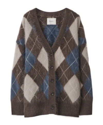 Lisa Yang Elaria Cardigan Wood/night Fall/sand/cream Brushed Argyle 0 In Multi