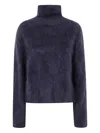 Lisa Yang The Floren High-neck Brushed Sweater In Blue
