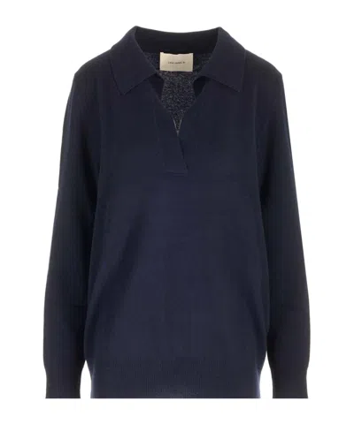 Lisa Yang Josefine Cream Sweater In Blue