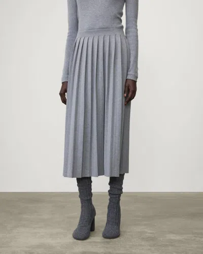 Lisa Yang Minda Pleated Cotton And Cashmere-blend Midi Skirt In Gray