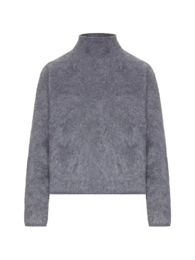 Lisa Yang The Sandy Brushed High-neck Sweater In Grey
