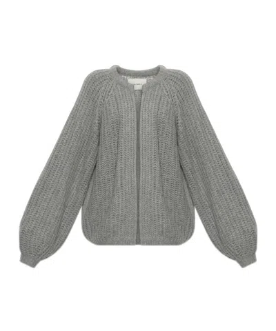 Lisa Yang Thena Textured Knit Cardigan In Gray