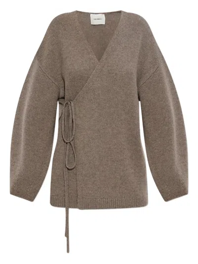 Lisa Yang Tie-front Wrap Cardigan In Brown