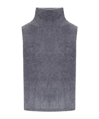 Lisa Yang Brushed-knit Turtleneck-collar Top In Gray