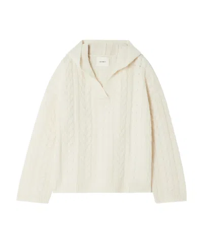 Lisa Yang Cable-knit Cashmere Hoodie In Cream