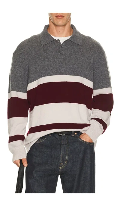 Lisa Yang Tyrone Stripes Sweater In Graphite  Seashell  & Deep Plum