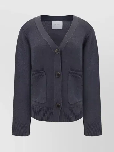 Lisa Yang V-neck Cardigan With Front Pockets In Blue