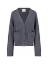 Lisa Yang V-neck Knit Cardigan With Front Buttons In Gray