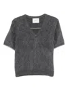Lisa Yang V-neck Short-sleeve Sweater In Gray