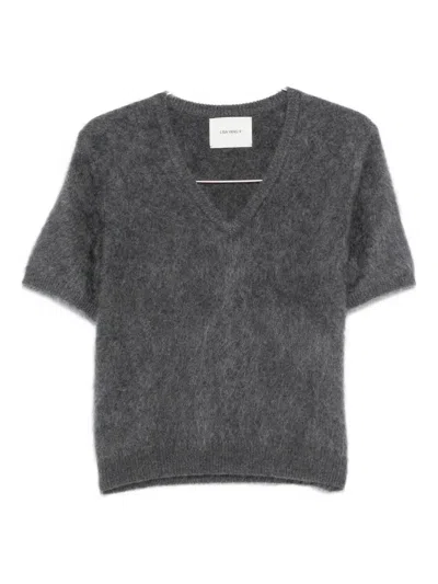 Lisa Yang V-neck Short-sleeve Sweater In Gray
