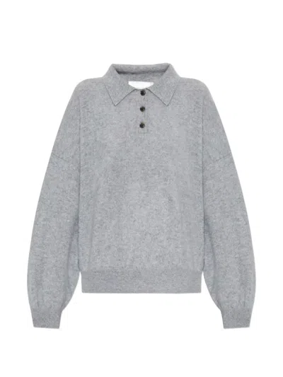 Lisa Yang Valdis Polo Sweater In Gray