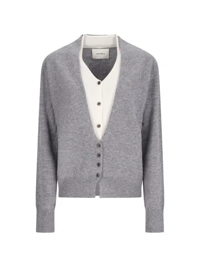 Lisa Yang Vani Layered Cardigan In Gray