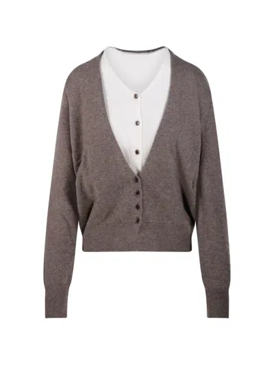 Lisa Yang Vani Layered-effect V-neck Cardigan In Orange
