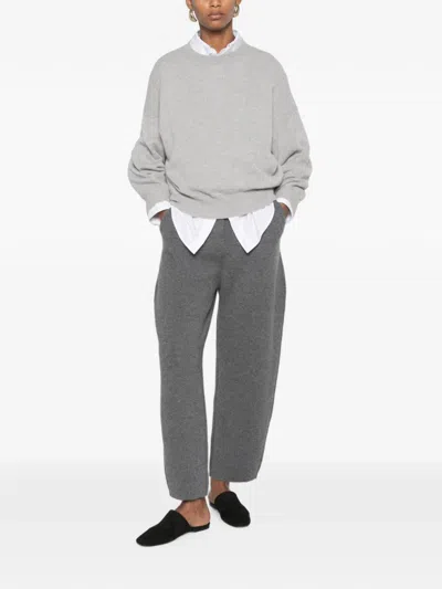 Lisa Yang Veira Crew-neck Balloon-sleeve Sweater In Gray