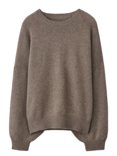 Lisa Yang Ribbed Cashmere Knit Sweater With Round Neck And Long Sleeves In Animal Print