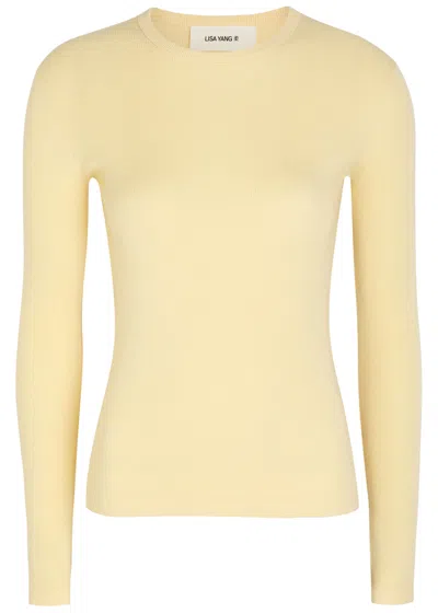 Lisa Yang Vivian Long Sleeve Cotton And Cashmere-blend Top In Yellow