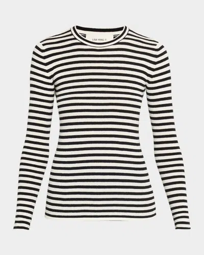 Lisa Yang Vivian Striped Long-sleeve Cashmere T-shirt In Multi