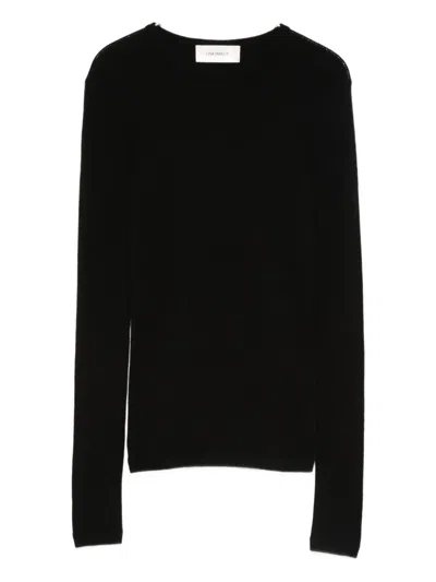 Lisa Yang Cashmere Cotton Crew-neck Long-sleeve Jumper In Black