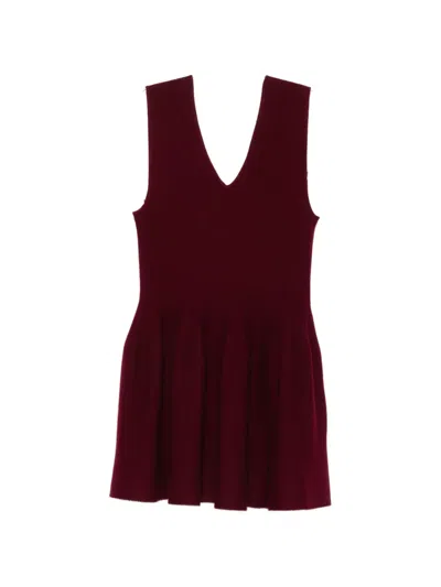 Lisa Yang V-neck Mini Dress In Burgundy
