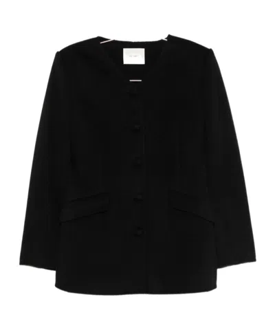 Lisa Yang V-neck Single-breasted Coat In Black