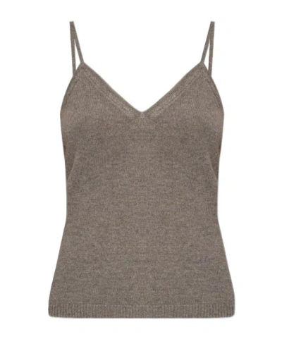 Lisa Yang V-neck Strap Top In Gray
