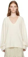 Lisa Yang White Margareta Sweater In Cz Cream Brushed