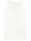 Lisa Yang White Scoop Neck Silk Tank Top